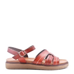 Flat sandals in faux leather for women