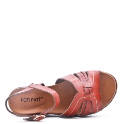 Flat sandals in faux leather for women