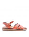 Flat sandals in faux leather for women