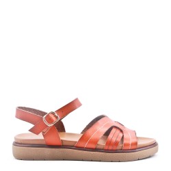 Flat sandals in faux leather for women