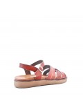 Flat sandals in faux leather for women