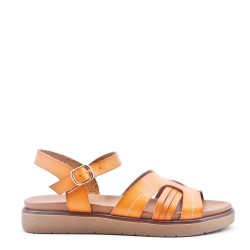 Flat sandals in faux leather for women