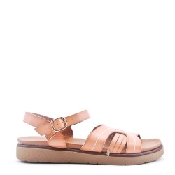 Flat sandals in faux leather for women