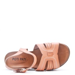 Flat sandals in faux leather for women