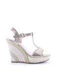 Wedge espadrilles in material mix for women