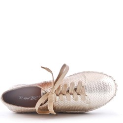 Mixed-material espadrilles for women