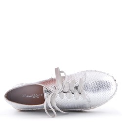 Mixed-material espadrilles for women