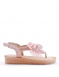 Flat sandals in a material mix for women