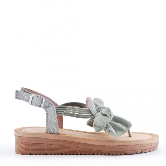 Flat sandals in a material mix for women