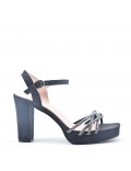 Mix-materials heeled sandal 