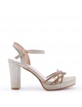 Mix-materials heeled sandal 