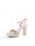 Mix-materials heeled sandal 