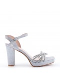 Mix-materials heeled sandal 