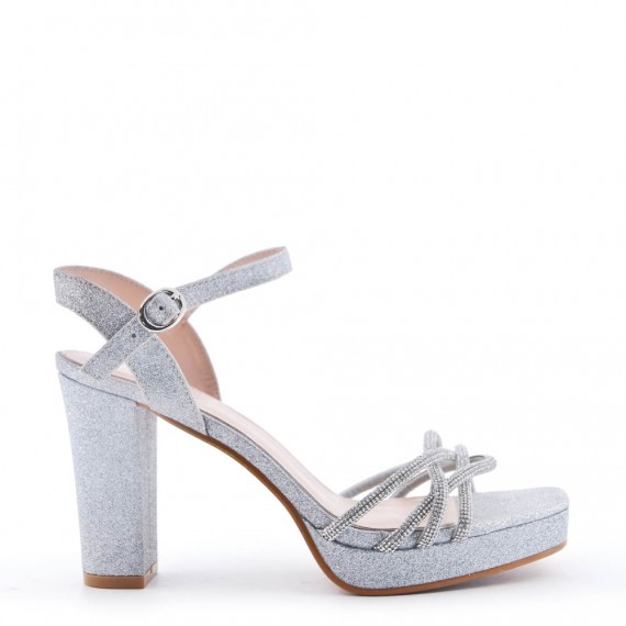 Mix-materials heeled sandal 