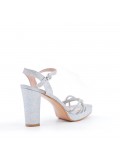 Mix-materials heeled sandal 