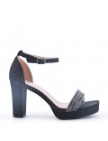 Mix-materials heeled sandal 