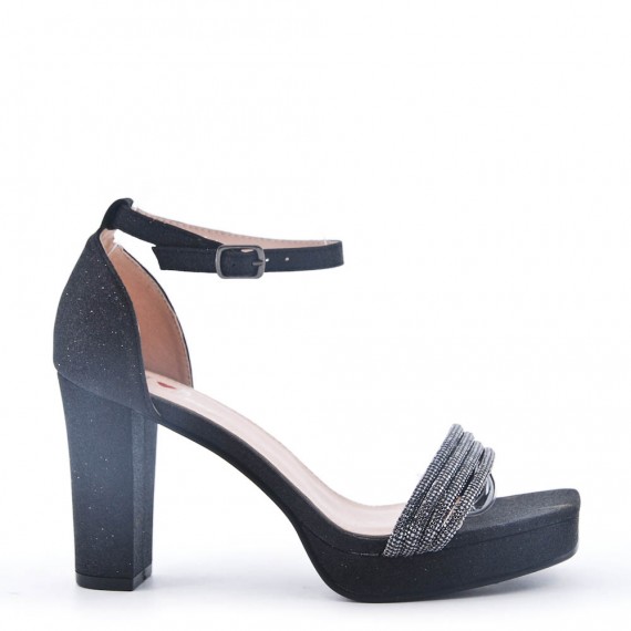 Mix-materials heeled sandal 