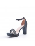 Mix-materials heeled sandal 