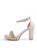 Mix-materials heeled sandal 