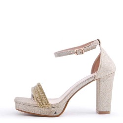 Mix-materials heeled sandal 