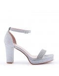 Mix-materials heeled sandal 