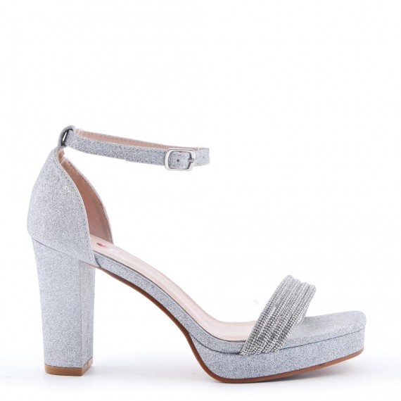 Mix-materials heeled sandal 