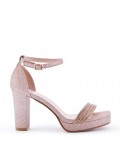 Mix-materials heeled sandal 