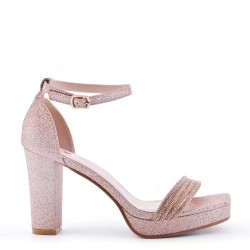 Mix-materials heeled sandal 