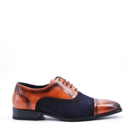 Lace-up faux leather derby