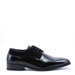 Lace-up faux leather derby