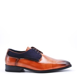 Lace-up faux leather derby