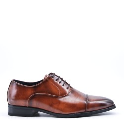 Lace-up faux leather derby