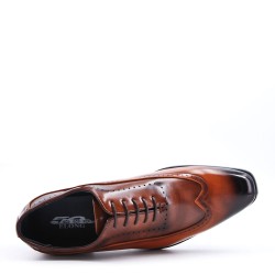 Lace-up faux leather derby