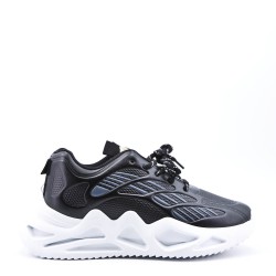 Mix-material sneakers with laces