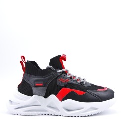 Mix-material sneakers with laces