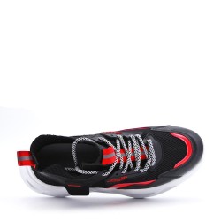 Mix-material sneakers with laces