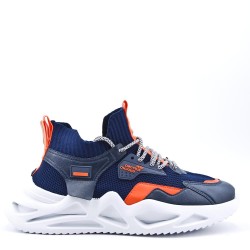 Mix-material sneakers with laces