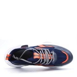 Mix-material sneakers with laces