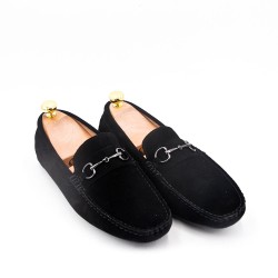 En cuir daim mocassin homme avec la boucle