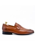 Cognac leather moccasin with flange