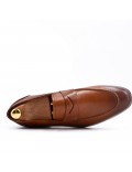 Cognac leather moccasin with flange