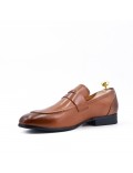 Cognac leather moccasin with flange