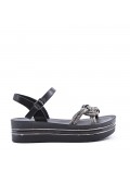 Mix-materials heeled sandal 