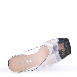 Sandale à talon transparent pour femme
