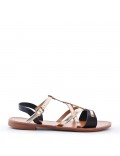 Flat sandals in faux leather for women