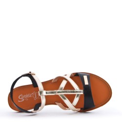 Flat sandals in faux leather for women