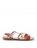 Flat sandals in faux leather for women