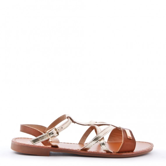 Flat sandals in faux leather for women