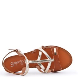 Flat sandals in faux leather for women