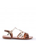 Flat sandals in faux leather for women